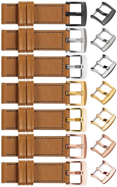 moVear Prestige C1 20mm leather watch strap | Light brown, Light brown stitching [sizes XS-XXL and buckle to choose from]