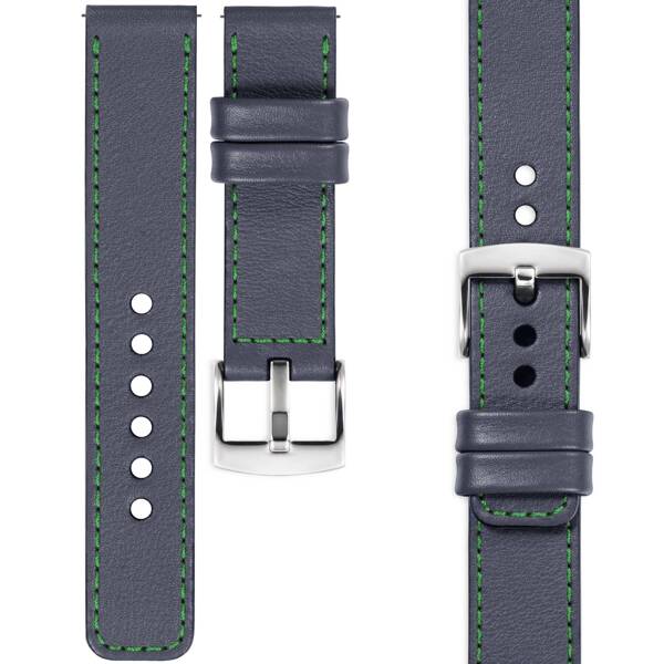 moVear Prestige C1 20mm leather watch strap | Steel gray, Steel gray stitching [sizes XS-XXL and buckle to choose from]