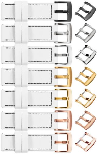 moVear Prestige C1 20mm leather watch strap | White, White stitching [sizes XS-XXL and buckle to choose from]