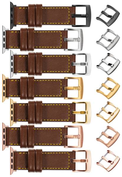 moVear Prestige C1 22mm Dark brown Leather strap for Apple Watch 10 / 9 / 8 / 7 / 6 / 5 / 4 / SE (46/45/44mm) & Ultra (49mm) | Dark brown stitching [sizes XS-XXL and buckle to choose from]