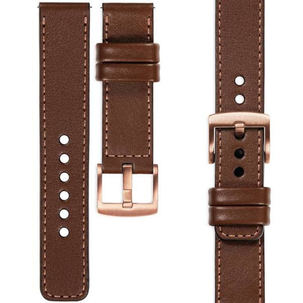 moVear Prestige C1 22mm Dark brown Leather strap for Garmin Vivoactive 4, Venu 3/2 | Dark brown stitching [sizes XS-XXL and buckle to choose from]