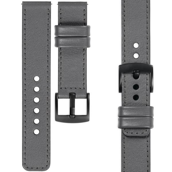 moVear Prestige C1 22mm Gray Leather strap for Garmin Vivoactive 4, Venu 3/2 | Gray stitching [sizes XS-XXL and buckle to choose from]