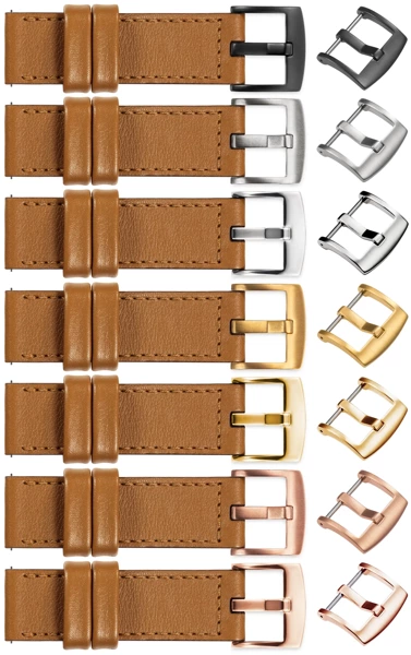 moVear Prestige C1 22mm Light brown Leather strap for Samsung Galaxy Watch 3 (45mm) / Watch (46mm) / Gear S3 | Light brown stitching [sizes XS-XXL and buckle to choose from]