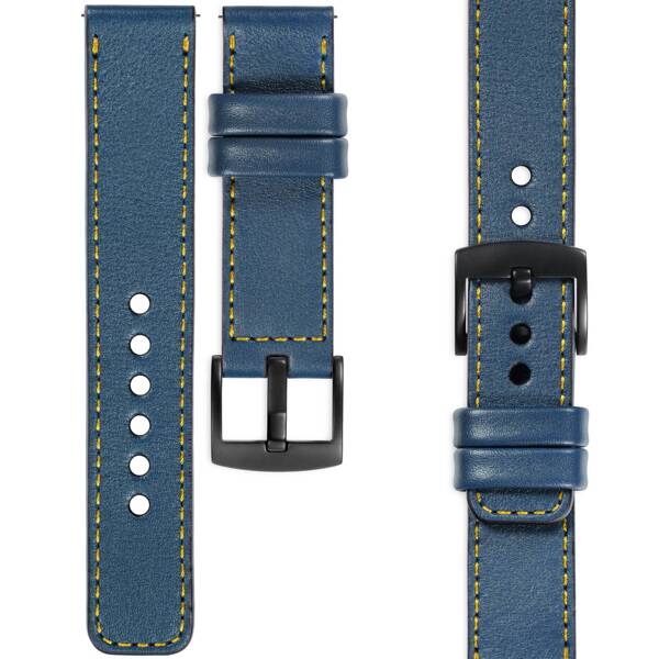 moVear Prestige C1 24mm leather watch strap | Blue Jeans, Blue Jeans stitching [sizes XS-XXL and buckle to choose from]