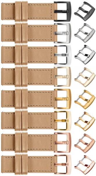 moVear Prestige C1 24mm leather watch strap | Cappuccino, Cappuccino stitching [sizes XS-XXL and buckle to choose from]