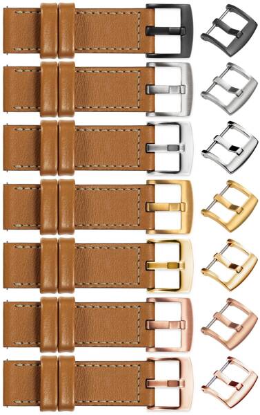 moVear Prestige C1 24mm leather watch strap | Light brown, Light brown stitching [sizes XS-XXL and buckle to choose from]