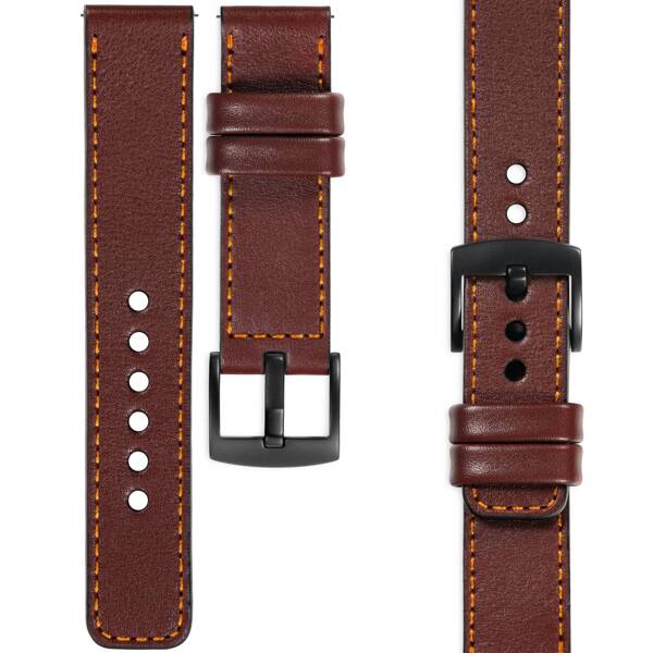 moVear Prestige C1 26mm leather watch strap | Auburn, Auburn stitching [sizes XS-XXL and buckle to choose from]