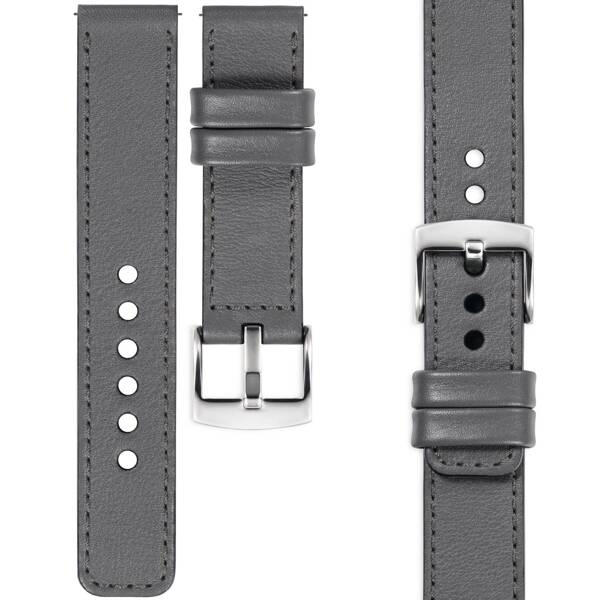 moVear Prestige C1 26mm leather watch strap | Gray, Gray stitching [sizes XS-XXL and buckle to choose from]