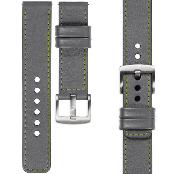 moVear Prestige C1 26mm leather watch strap | Gray, Gray stitching [sizes XS-XXL and buckle to choose from]