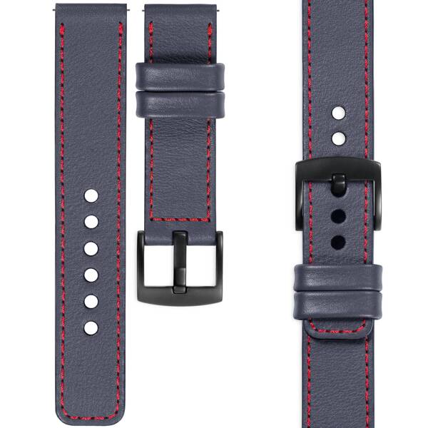 moVear Prestige C1 26mm leather watch strap | Steel gray, Steel gray stitching [sizes XS-XXL and buckle to choose from]