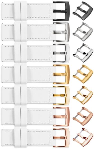 moVear Prestige C1 26mm leather watch strap | White, White stitching [sizes XS-XXL and buckle to choose from]