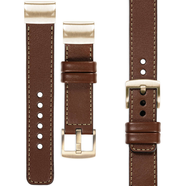 moVear Prestige C1 Leather strap for Garmin QuickFit 20mm (Fenix / Instinct - 43/42/40mm) Dark brown, Dark brown stitching [sizes XS-XXL and buckle to choose from]