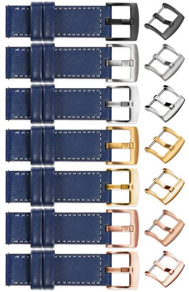 moVear Prestige CW1 20mm Wide leather watch strap with pad | Navy blue, Navy blue stitching [sizes XS-XXL and buckle to choose from]