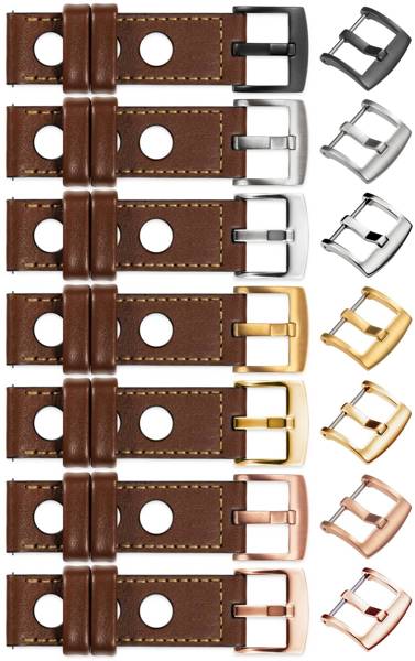 moVear Prestige R1 18mm Dark brown Leather strap for Garmin Vivoactive 4S, Venu 3S/2S, Vívomove 3S | Dark brown stitching [sizes XS-XXL and buckle to choose from]