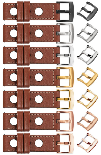 moVear Prestige R1 20mm leather watch strap | Brown, Brown stitching [sizes XS-XXL and buckle to choose from]