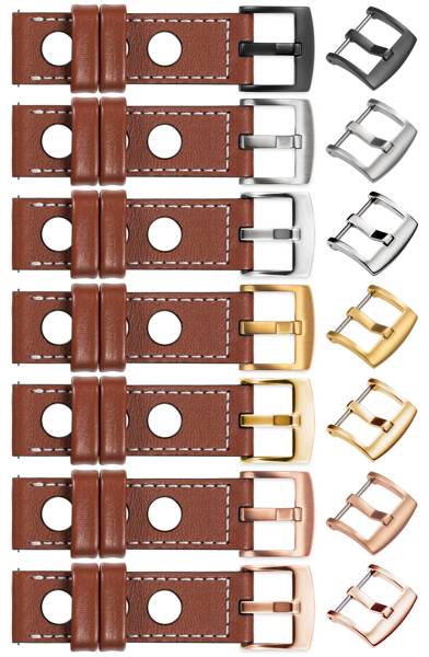 moVear Prestige R1 22mm Brown Leather strap for Garmin Vivoactive 4, Venu 3/2 | Brown stitching [sizes XS-XXL and buckle to choose from]