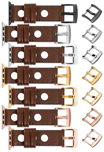 moVear Prestige R1 22mm Dark brown Leather strap for Apple Watch 10 / 9 / 8 / 7 / 6 / 5 / 4 / SE (46/45/44mm) & Ultra (49mm) | Dark brown stitching [sizes XS-XXL and buckle to choose from]