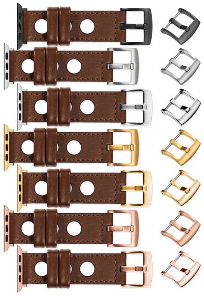 moVear Prestige R1 22mm Dark brown Leather strap for Apple Watch 10 / 9 / 8 / 7 / 6 / 5 / 4 / SE (46/45/44mm) & Ultra (49mm) | Dark brown stitching [sizes XS-XXL and buckle to choose from]