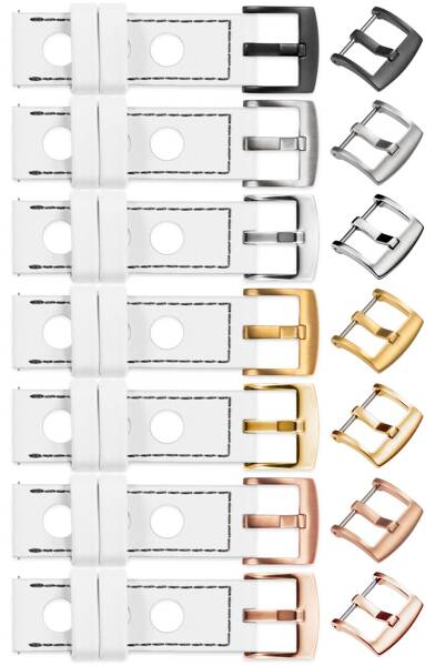 moVear Prestige R1 24mm leather watch strap | White, White stitching [sizes XS-XXL and buckle to choose from]