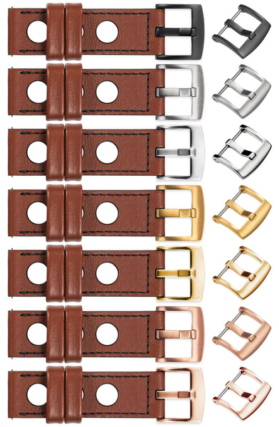 moVear Prestige R1 26mm leather watch strap | Brown, Brown stitching [sizes XS-XXL and buckle to choose from]