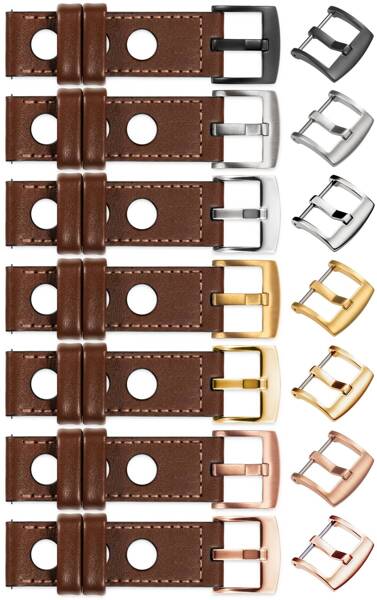 moVear Prestige R1 26mm leather watch strap | Dark brown, Dark brown stitching [sizes XS-XXL and buckle to choose from]