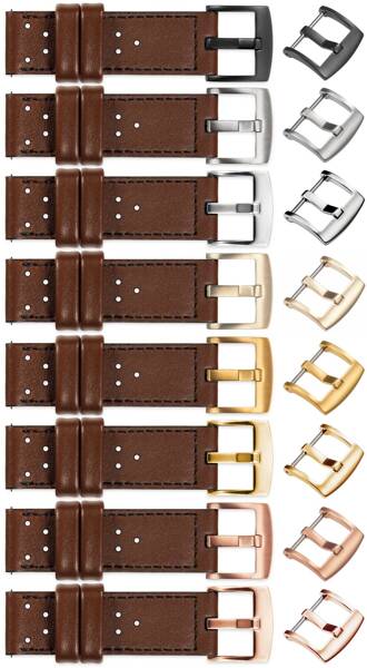 moVear Prestige R2 18mm leather watch strap | Dark brown, Dark brown stitching [sizes XS-XXL and buckle to choose from]