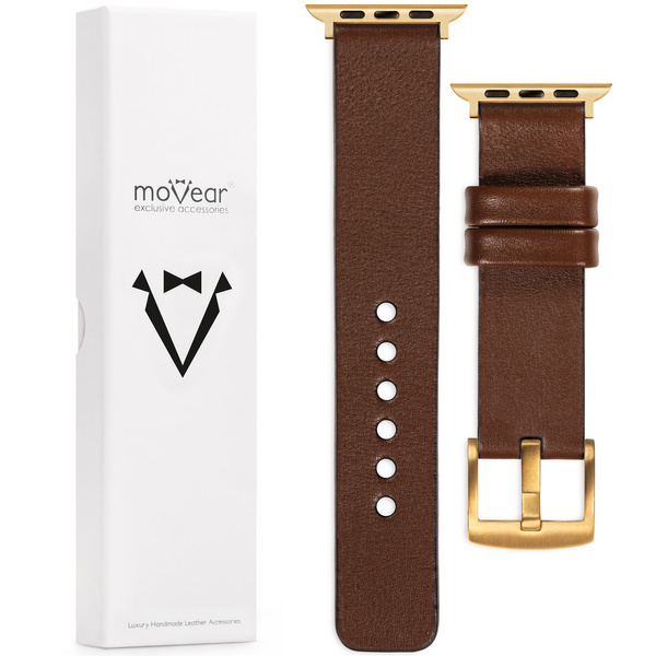 moVear Prestige S1 18mm Leather strap for Apple Watch 10 / 9 / 8 / 7 / 6 / 5 / 4 / SE (42/41/40mm) Dark brown [adapter and buckle to choose from]