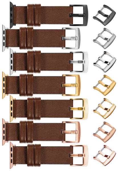 moVear Prestige S1 18mm Leather strap for Apple Watch 10 / 9 / 8 / 7 / 6 / 5 / 4 / SE (42/41/40mm) Dark brown [adapter and buckle to choose from]