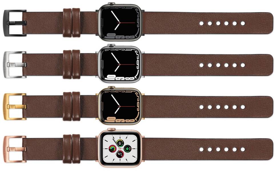 moVear Prestige S1 18mm Leather strap for Apple Watch 10 / 9 / 8 / 7 / 6 / 5 / 4 / SE (42/41/40mm) Dark brown [adapter and buckle to choose from]