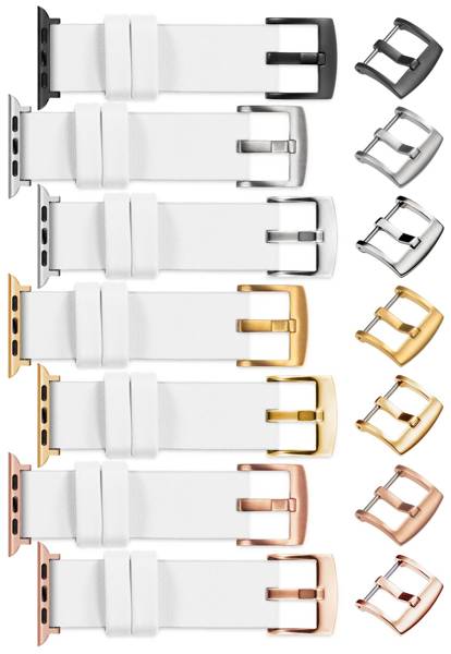 moVear Prestige S1 18mm Leather strap for Apple Watch 10 / 9 / 8 / 7 / 6 / 5 / 4 / SE (42/41/40mm) White [adapter and buckle to choose from]