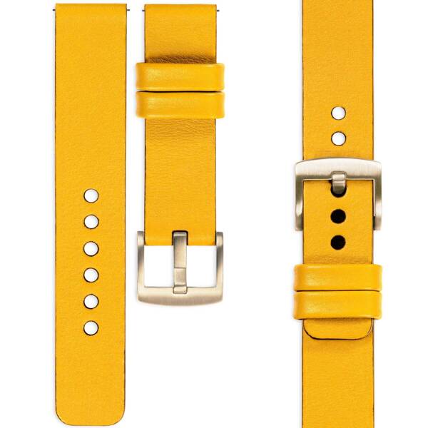 moVear Prestige S1 18mm Leather strap for Garmin Vivoactive 4S, Venu 3S/2S, Vívomove 3S Yellow [sizes XS-XXL and buckle to choose from]