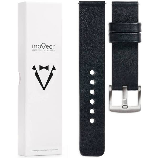 moVear Prestige S1 19mm Leather strap for watch | Black [buckle to choose from]