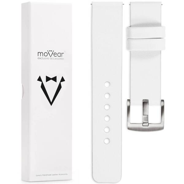 moVear Prestige S1 19mm Leather strap for watch | White [buckle to choose from]