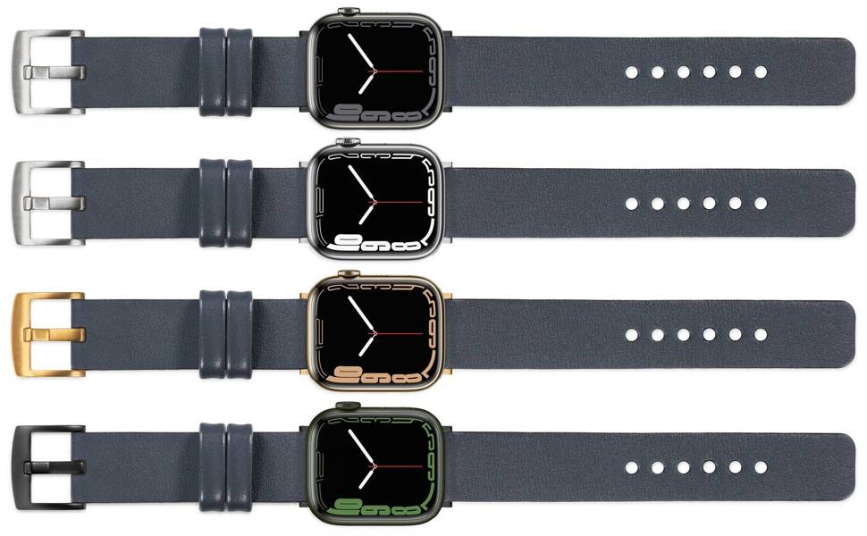 moVear Prestige S1 20mm Leather strap for Apple Watch 10 / 9 / 8 / 7 / 6 / 5 / 4 / SE (42/41/40mm) Steel gray [adapter and buckle to choose from]