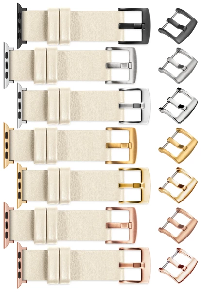 moVear Prestige S1 20mm Leather strap for Apple Watch 10 / 9 / 8 / 7 / 6 / 5 / 4 / SE (46/45/44mm) & Ultra (49mm) Beige [adapter and buckle to choose from]