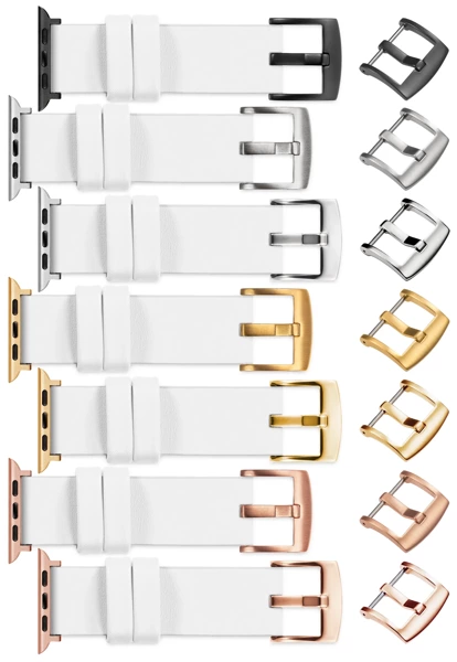 moVear Prestige S1 20mm Leather strap for Apple Watch 10 / 9 / 8 / 7 / 6 / 5 / 4 / SE (46/45/44mm) & Ultra (49mm) White [adapter and buckle to choose from]