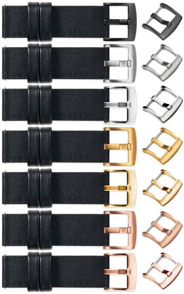 moVear Prestige S1 20mm Leather strap for Garmin Vivoactive 5/3, Vivomove 3, Venu 2 Black [sizes XS-XXL and buckle to choose from]