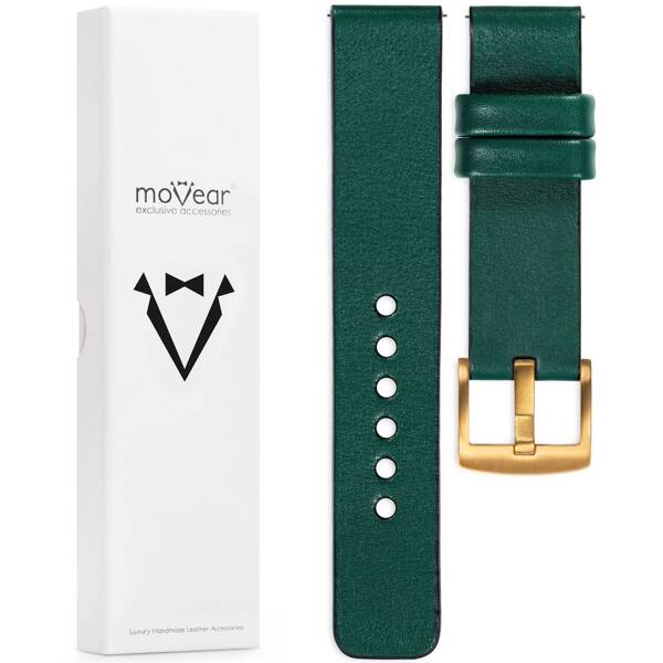 moVear Prestige S1 20mm Leather strap for Huawei Watch GT 3 2 1 / Pro (43/42mm) Bottle green [sizes XS-XXL and buckle to choose from]