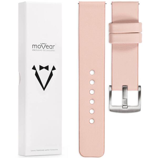 moVear Prestige S1 20mm Leather strap for watch | Flesh pink [buckle to choose from]