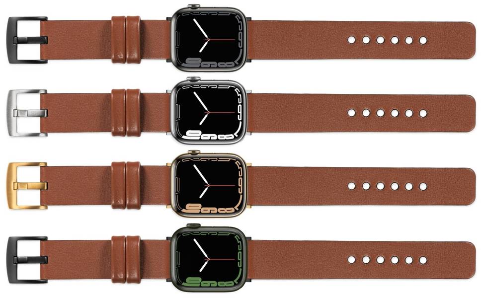 moVear Prestige S1 22mm Leather strap for Apple Watch 10 / 9 / 8 / 7 / 6 / 5 / 4 / SE (42/41/40mm) Brown [adapter and buckle to choose from]