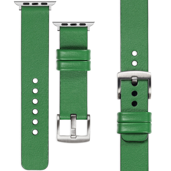 moVear Prestige S1 22mm Leather strap for Apple Watch 10 / 9 / 8 / 7 / 6 / 5 / 4 / SE (46/45/44mm) & Ultra (49mm) Green [adapter and buckle to choose from]