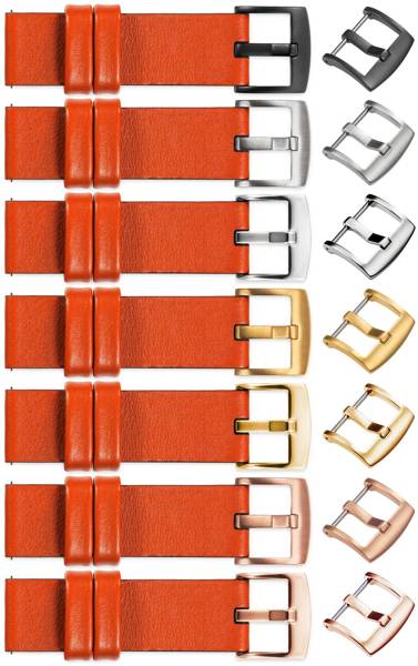 moVear Prestige S1 22mm Leather strap for Garmin Vivoactive 4, Venu 3/2 Orange [sizes XS-XXL and buckle to choose from]