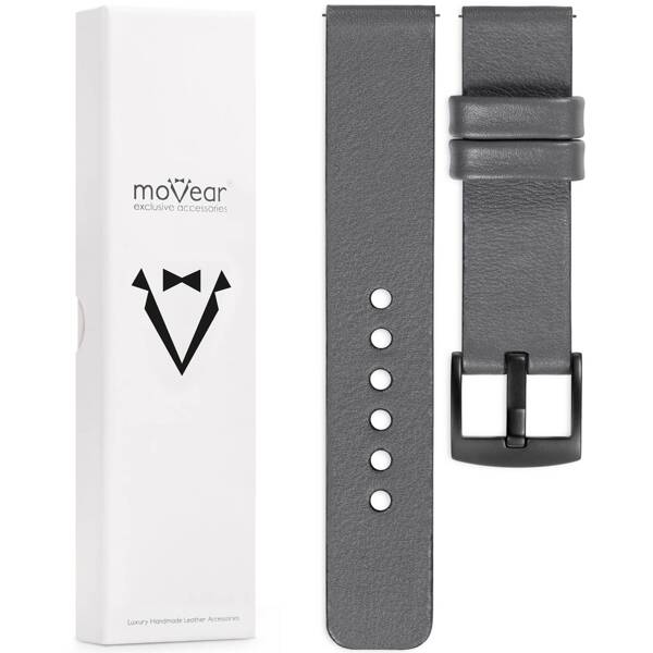 moVear Prestige S1 22mm Leather strap for Samsung Galaxy Watch 3 (45mm) / Watch (46mm) / Gear S3 Gray [sizes XS-XXL and buckle to choose from]