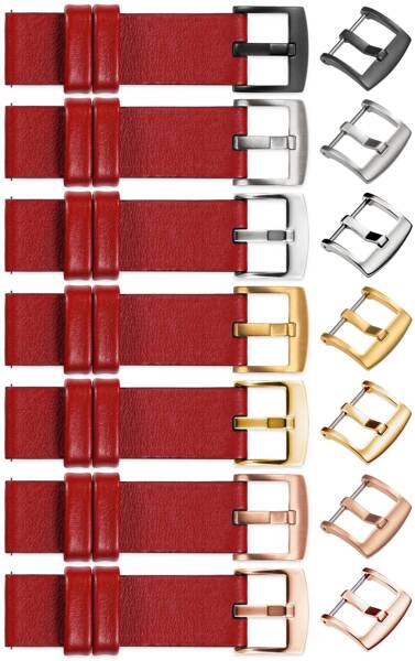 moVear Prestige S1 22mm Leather strap for watch | Scarlet red [buckle to choose from]