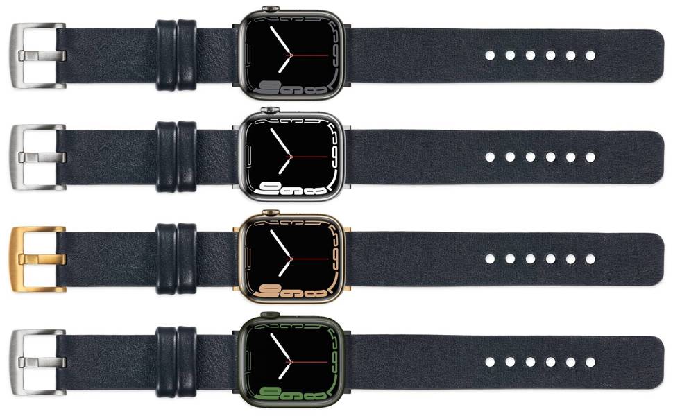 moVear Prestige S1 24mm Leather strap for Apple Watch 10 / 9 / 8 / 7 / 6 / 5 / 4 / SE (46/45/44mm) & Ultra (49mm) Black [adapter and buckle to choose from]