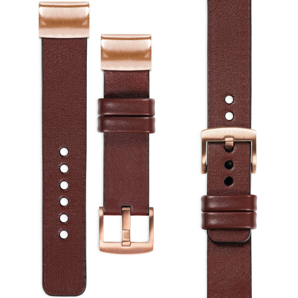 moVear Prestige S1 Leather strap for Garmin QuickFit 20mm (Fenix / Instinct - 43/42/40mm) Auburn [sizes XS-XXL and buckle to choose from]