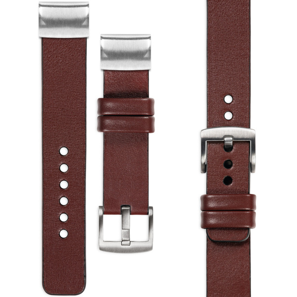 moVear Prestige S1 Leather strap for Garmin QuickFit 20mm (Fenix / Instinct - 43/42/40mm) Auburn [sizes XS-XXL and buckle to choose from]