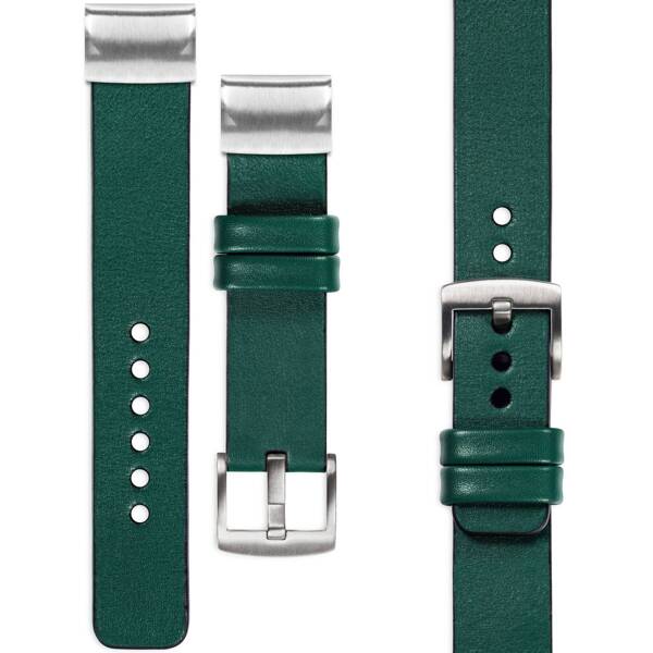 moVear Prestige S1 Leather strap for Garmin QuickFit 20mm (Fenix / Instinct - 43/42/40mm) Bottle green [sizes XS-XXL and buckle to choose from]