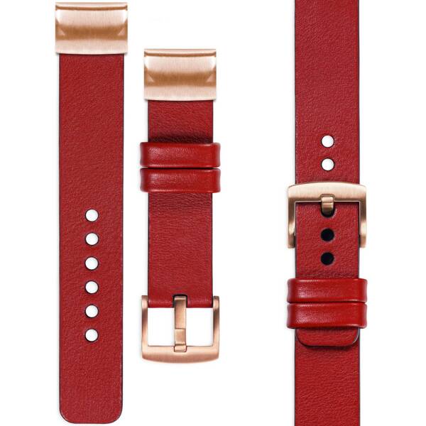 moVear Prestige S1 Leather strap for Garmin QuickFit 20mm (Fenix / Instinct - 43/42/40mm) Scarlet red [sizes XS-XXL and buckle to choose from]