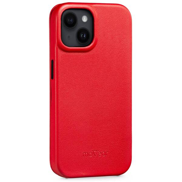 moVear flipSide 4S Leather slim case for Apple iPhone 14 (6,1") | Smooth leather (Red)